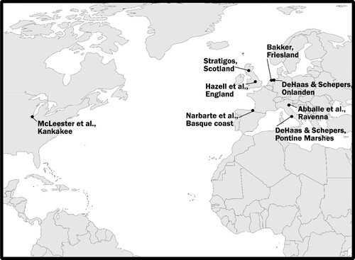 Figure 2. Reclamation landscapes discussed in the various papers of this special issue.