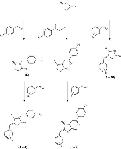 Figure 2. General synthesis steps to obtain 2,4-thiazolidinedione derivatives.