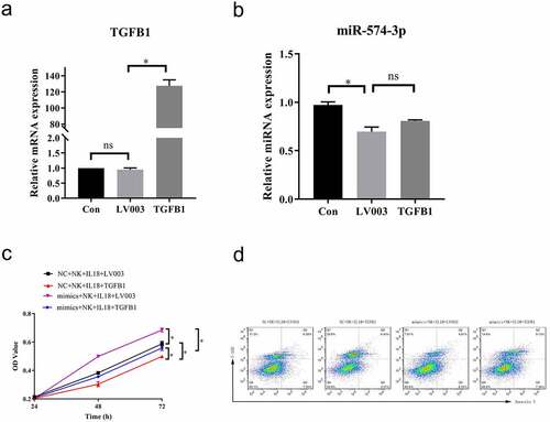 Figure 7. Overexpression of TGF-β1 rescued the effect of NK cells and IL-18