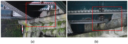 Figure 9. Support conditions of the Oranmore bridge - before rehabilitation: (a) primary longitudinal beam; (b) tertiary beam.
