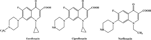 Figure 1.  The structure of fluoroquinolones investigated.