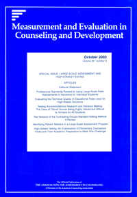 Cover image for Measurement and Evaluation in Counseling and Development, Volume 35, Issue 3, 2002