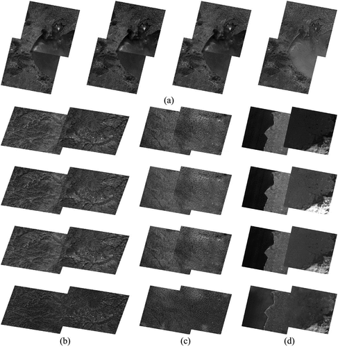 Figure 14. Experimental results obtained using sample images from the TAIHU and CHINA datasets. (a) from left to right, there are the original images from the TAIHU dataset, followed by the images generated by BARN, GTA, and our method; (b), (c), and (d) are images from regions A, B, and C, respectively; from top to bottom, there are the input images, followed by the images corrected by BARN, GTA, and our approach.