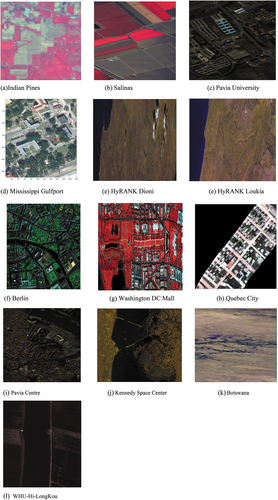 Figure 4. Pseudo-color visualization of all hyperspectral datasets.