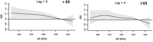 Figure 5 The association between the AP and the relative risk of asthma in lag 0 day in different age subgroups in Beijing.