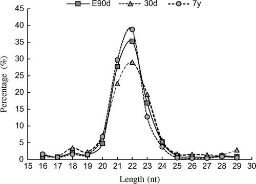 Fig. 1. Length distributions of small RNAs.