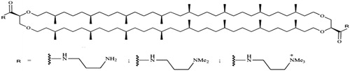Figure 3. Aminated tetraethers derived from T. acidophilum polar lipids.