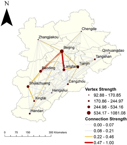 Figure 5. Topology of population mobility network in 2020 (pre-epidemic).