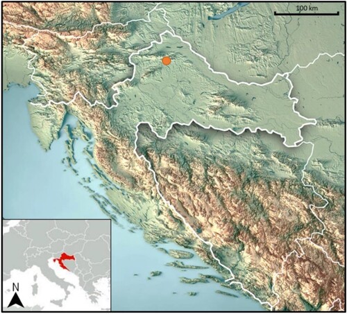 Figure 1. Location of the late Bronze Age site of Kalnik-Igrišče, Croatia (Image adapted from Ramspott Citation2017).