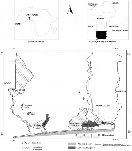 Figure 1. Benin map showing the surveyed areas.
