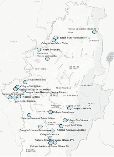 Figure 1. Charter schools under analysis in Bogota.