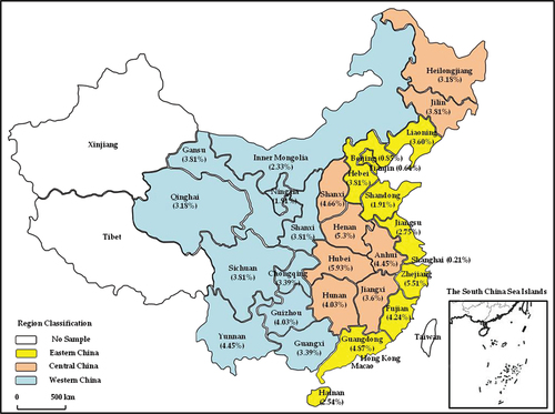 Figure 3. Location of the study samples from rural households of China.