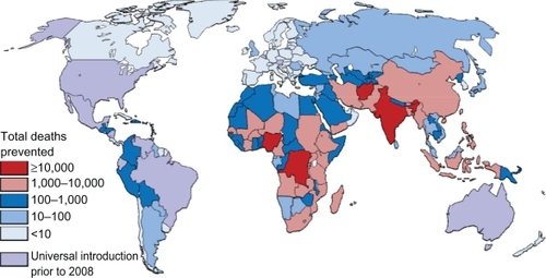 Figure 2 Estimated distribution of deaths caused by rotavirus diarrhea among children aged younger than 5 years.