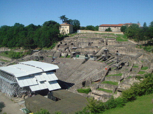 Figure 1. The larger of the two Gallo-Roman theaters in Lyon. (photo A. Giumlia-Mair)