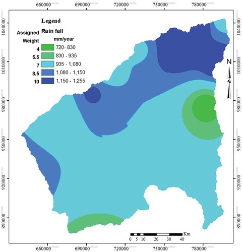 Figure 8. Rainfall map of the study area