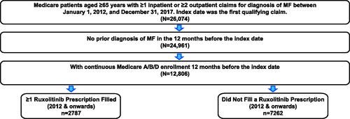 Figure 1. Study population selection from the Medicare FFS database. FFS, fee for service; MF, myelofibrosis.