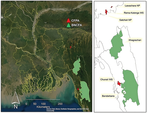 Figure 1. Map showing location of co-managed and non-co-managed forest areas.