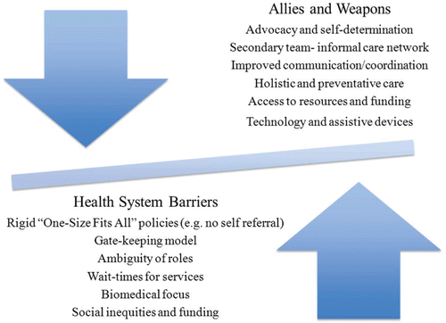 Figure 3.  The uphill journey in the prevention and management of secondary health conditions.