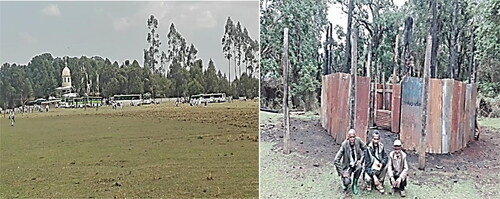 Figure 12. Degrading of sacred forests with competing religious values in Yesewa (shift to Orthodox Christian tradition) and Wegepecha (burning of sacred temple) left to right (Photos taken by the corresponding author, December 2020).