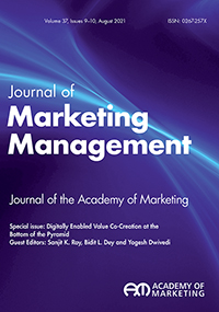 Cover image for Journal of Marketing Management, Volume 37, Issue 9-10, 2021