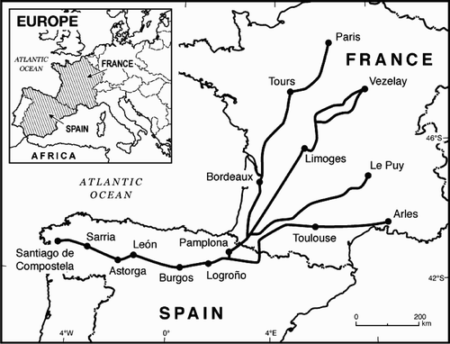 Figure 1. The routes of the Camino de Santiago