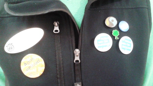 Figure 3. The vest equipped with nametag and pins, representing different areas of competence.