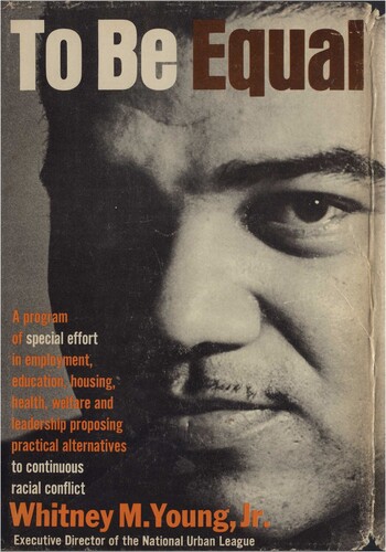 Figure 1. The original book jacket of To Be Equal, cover design © Lawrence Ratzkin. Source: Whitney M. Young Jr., To Be Equal, McGraw-Hill, 1964.