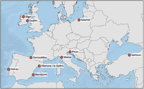 Figure 1. Geographical location of the SCORE project’s ten case-study coastal urban areas.