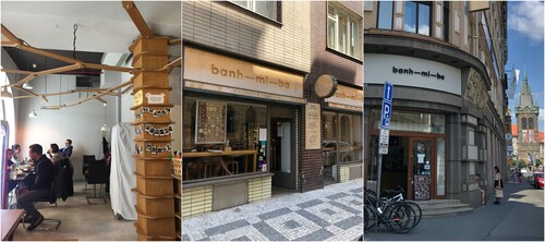 Figure 4: From left: interior of Banh-mi-ba in Karlín, exterior of one in the Old Town, and exterior of the one near Wenceslas Square. (Source: Tae-Sik Kim).