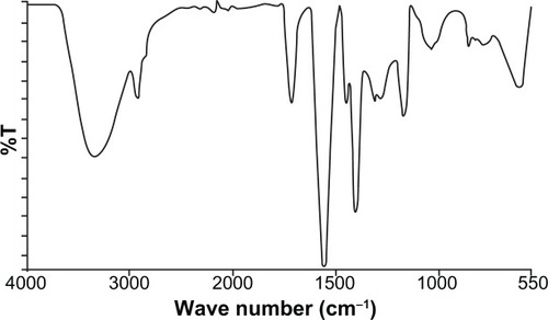 Figure 2 Fourier transform infrared spectra of polyethylene glycol cross-linked acrylic polymers.