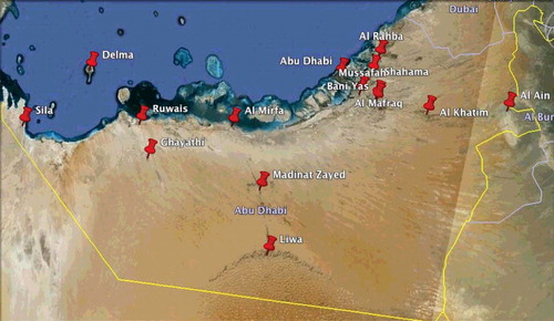FIGURE 7 Map of the Abu Dhabi Emirate with the 15 regions presented in this study.