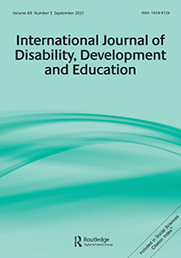 Cover image for International Journal of Disability, Development and Education, Volume 68, Issue 5, 2021