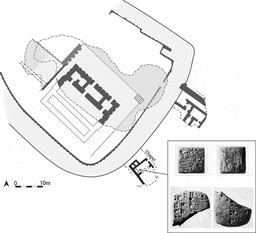 Figure 15. Findspots of Uqair tablets (after Englund [Citation1998, Figure 4]; Lloyd and Safar [Citation1943, pl. 31], with authors’ additions).