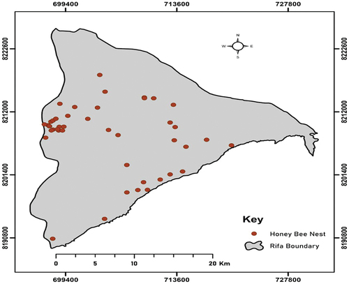 Figure 3. A.m. scutellata colonies sites population distribution in Hurungwe Safari Area-Rifa section.