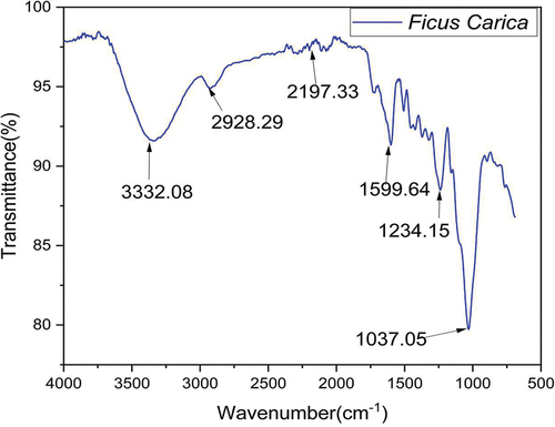 Figure 2. FTIR spectrum of FCBF fiber.