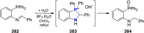 Scheme 224. Cyclization of N-benzylidene-2-Ph2P-aniline in the presence of BF3·Et2O.[Citation753]