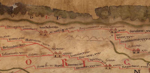Figure 4. Part of the Tabula Peutingeriana showing Vindobona (Vienna) Austrian National Library http://data.onb.ac.at/rep/10002029.