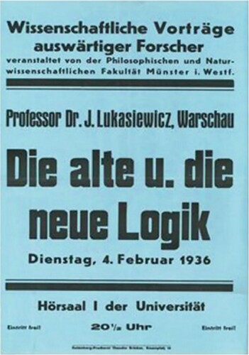 Figure 3. Announcement to the lecture by Jan Łukasiewicz on ‘The Old and the New Logic’ in Münster on 4 February 1936. Source: Polkowski (Citation2019, 21).