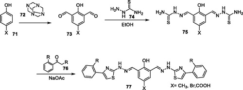 Scheme 23. Synthesis of bis-thiazoles 77.
