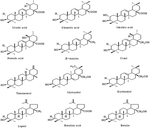 Figure 1. Chemical structures of some non-sterol triterpenes from the plant S. asper.