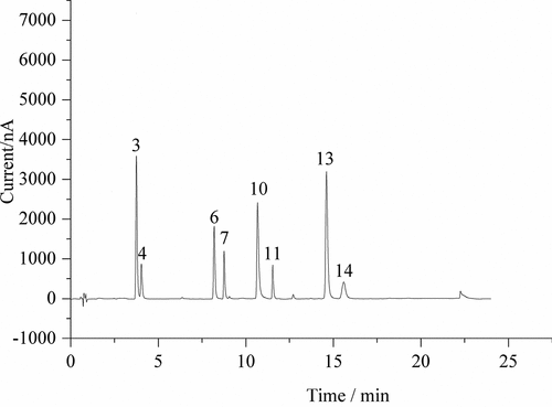 Figure 4. UPLC-ECD chromatograms of the mixed standards.