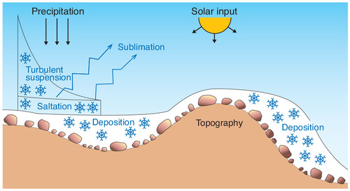 FIGURE 3. Key features of the snow-transport model (after CitationListon et al., 2007).