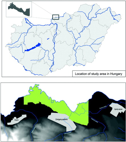 Figure 1. Location of the region of Drégelypalánk (mapped area) in Hungary.