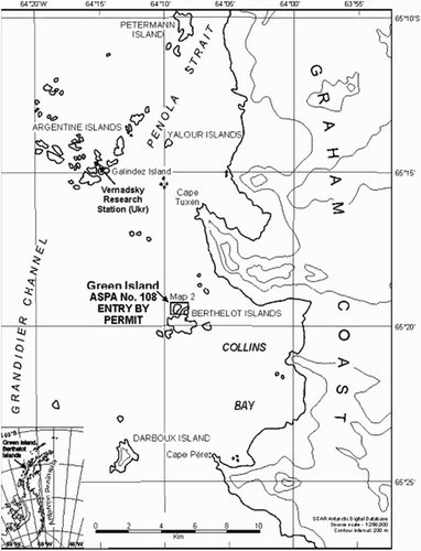 Figure 2. Map of Galindez Island in relation to the Argentine Islands, showing the location of the sampling site at Vernadsky Research Station.