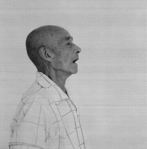 Figure 4. Li Lang, ‘My Father’s Last Portrait B, [Father 1927.12.03–2010.08.27]’, from the series Father, handwriting on photographic paper, 2014. Courtesy of the artist.