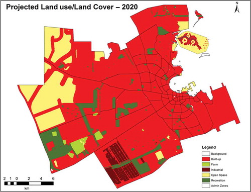 Figure 14. Projected land use/land cover projection map for Greater Doha – 2020.