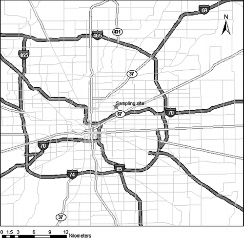 FIG. 1 Map of the STN sampling site in Indianapolis, Indiana.