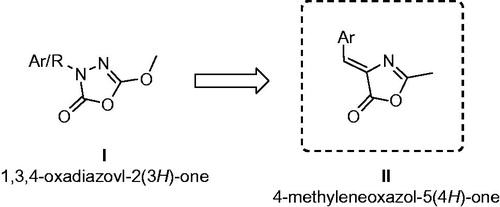 Figure 2. Design of the methyleneoxazol-5(4H)-one scaffold (II).