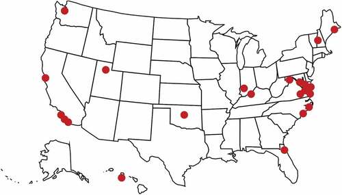 Figure 1. Location of DoD installations that are part of the DoD VI database of commercial and industrial buildings.