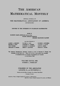 Cover image for The American Mathematical Monthly, Volume 28, Issue 2, 1921